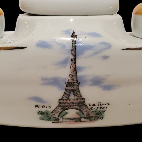 Modele Depose Salt Pepper Shaker Condiment Boat Eiffel Tower Vintage Made France - Picture 5 of 7